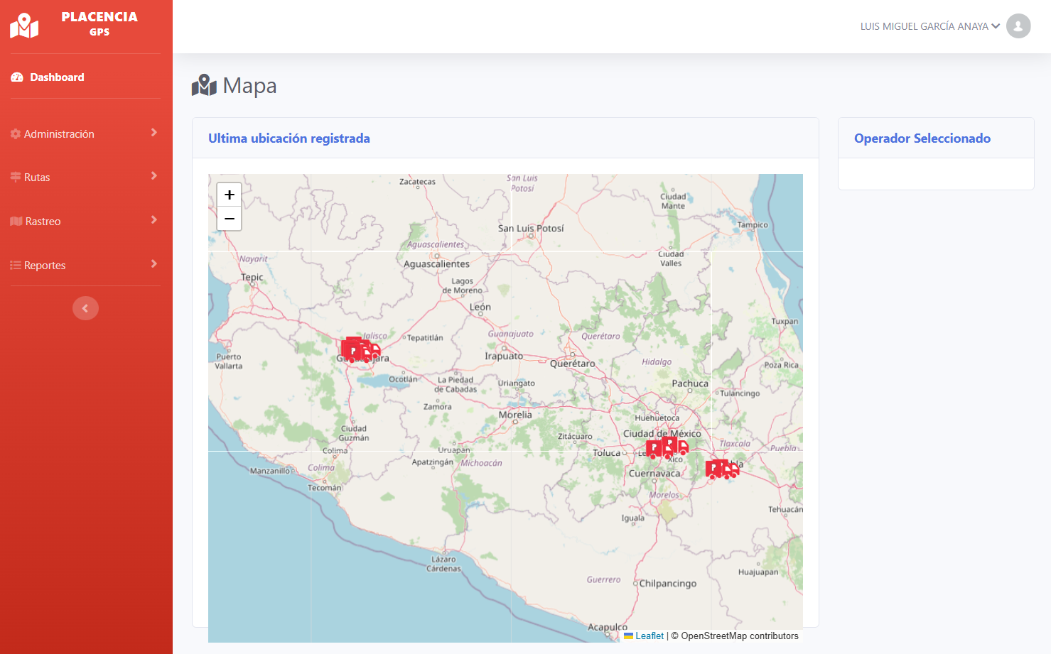 Mapa nacional con ubicaciones activas de la operaci&oacute;n
