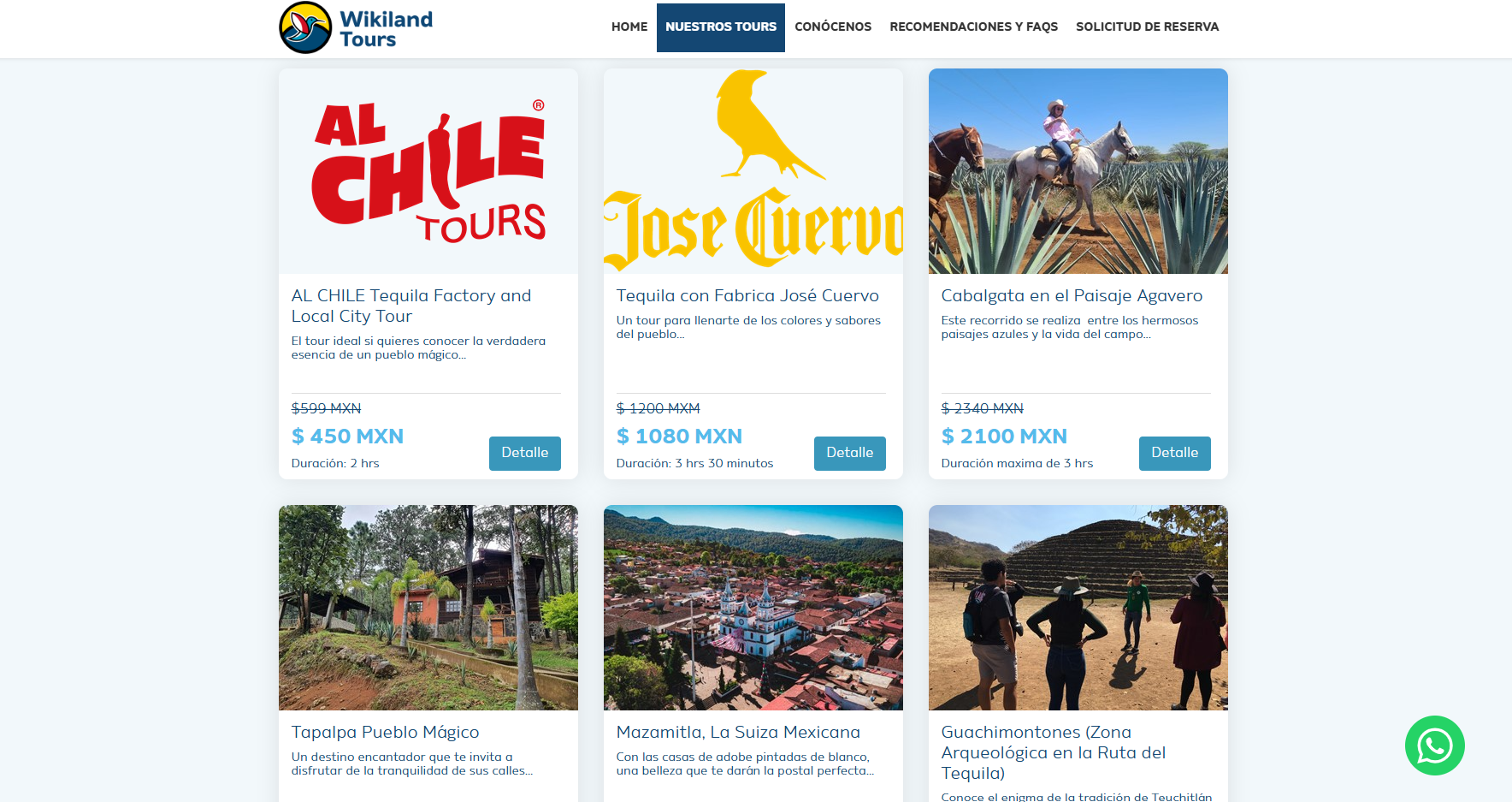 Cat&aacute;logo de tours disponibles en Wikiland Tours